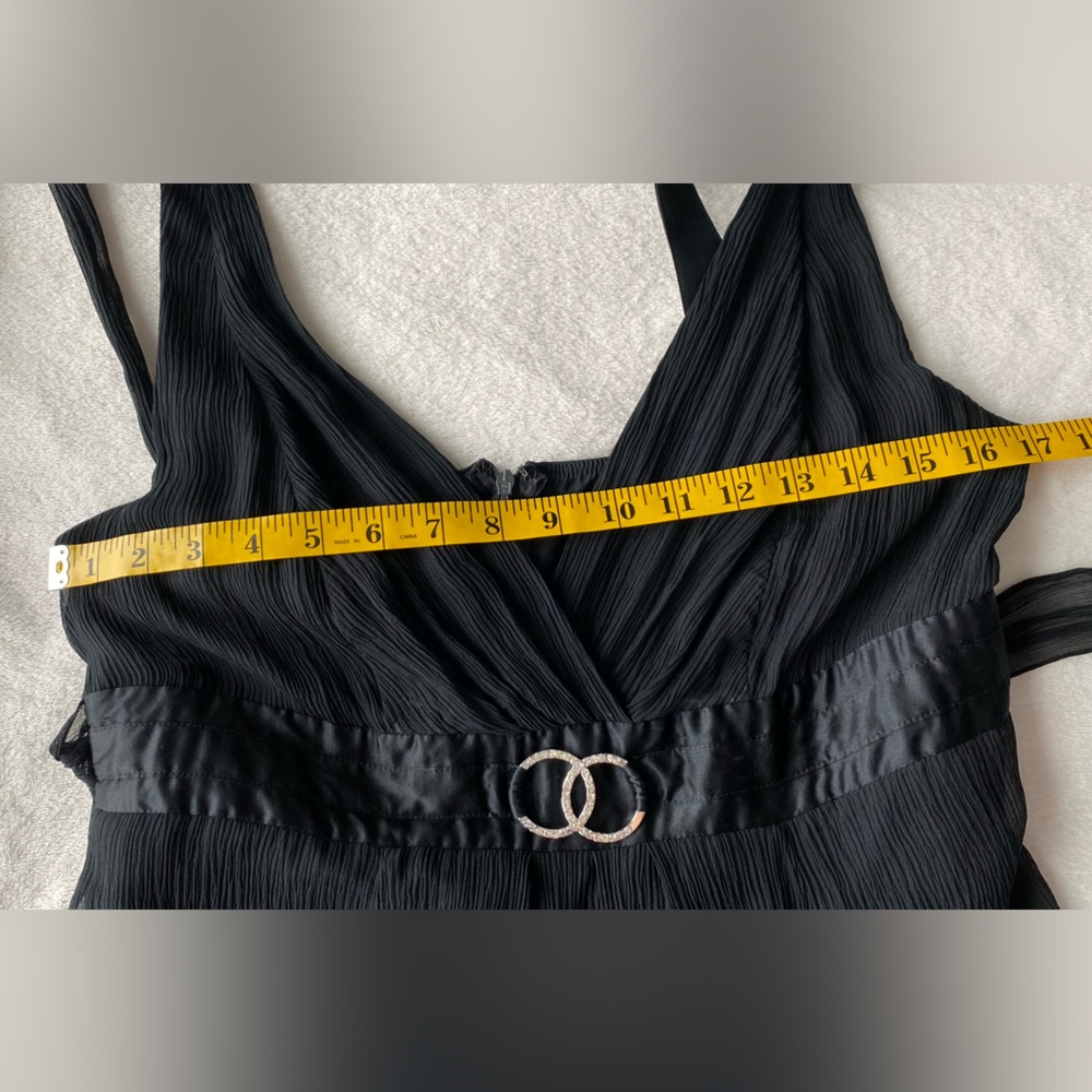 Marciano Guess Black Silk Chiffon Mini Dress Wrap Tie Belt Double Circle Buckle - Picture 11 of 13